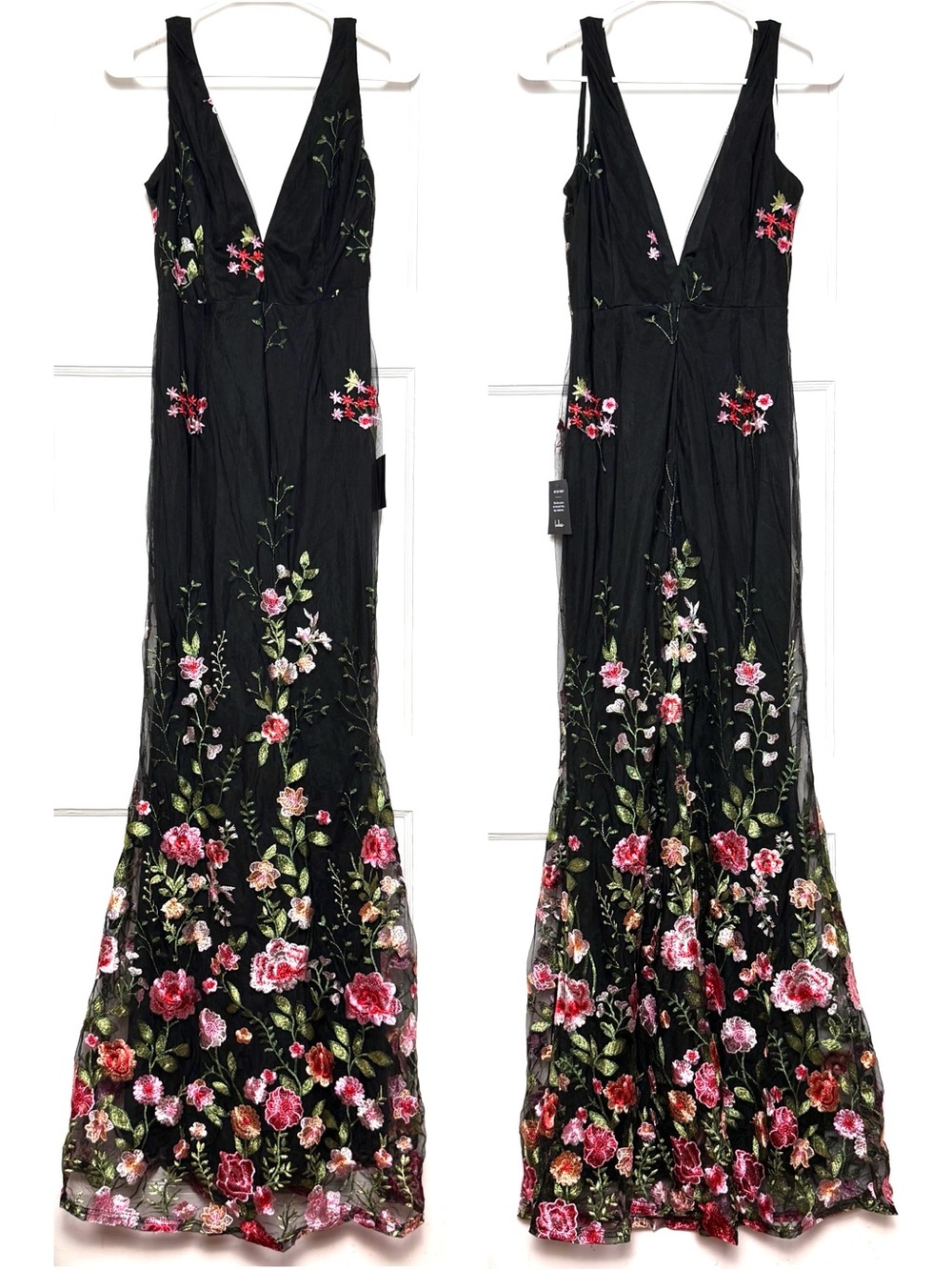NWT LULUS Floral Embroidered Mesh Sleeveless Mermaid Skirt Whimsigoth Dress M - Picture 3 of 7